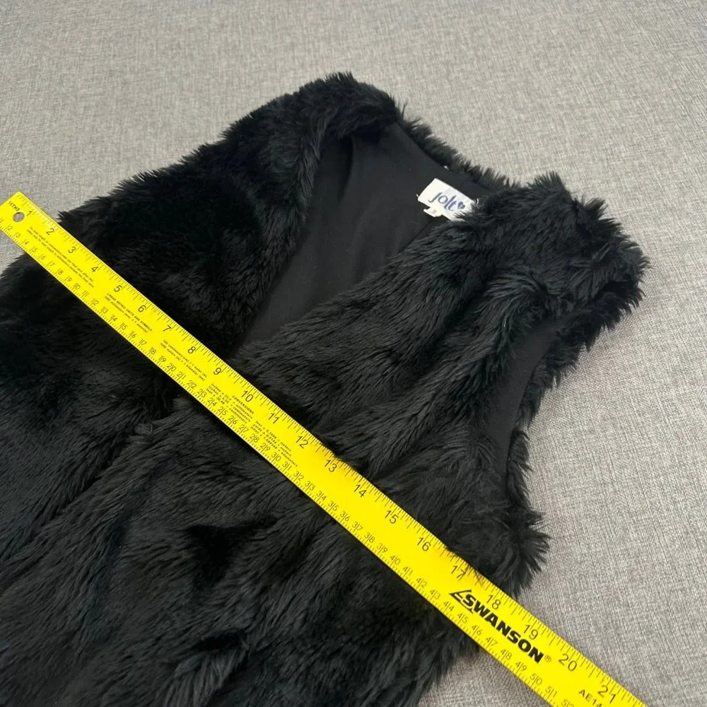 Jolt Faux Fur Vest Black‎ Small Polyester Open Vest Jacket Fuzzy Plush Top
